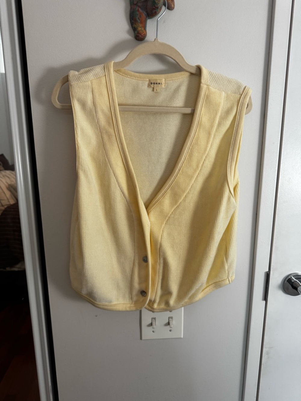 DONNI. Yellow Chenille Button-Front Tank Vest - Picture 2 of 7